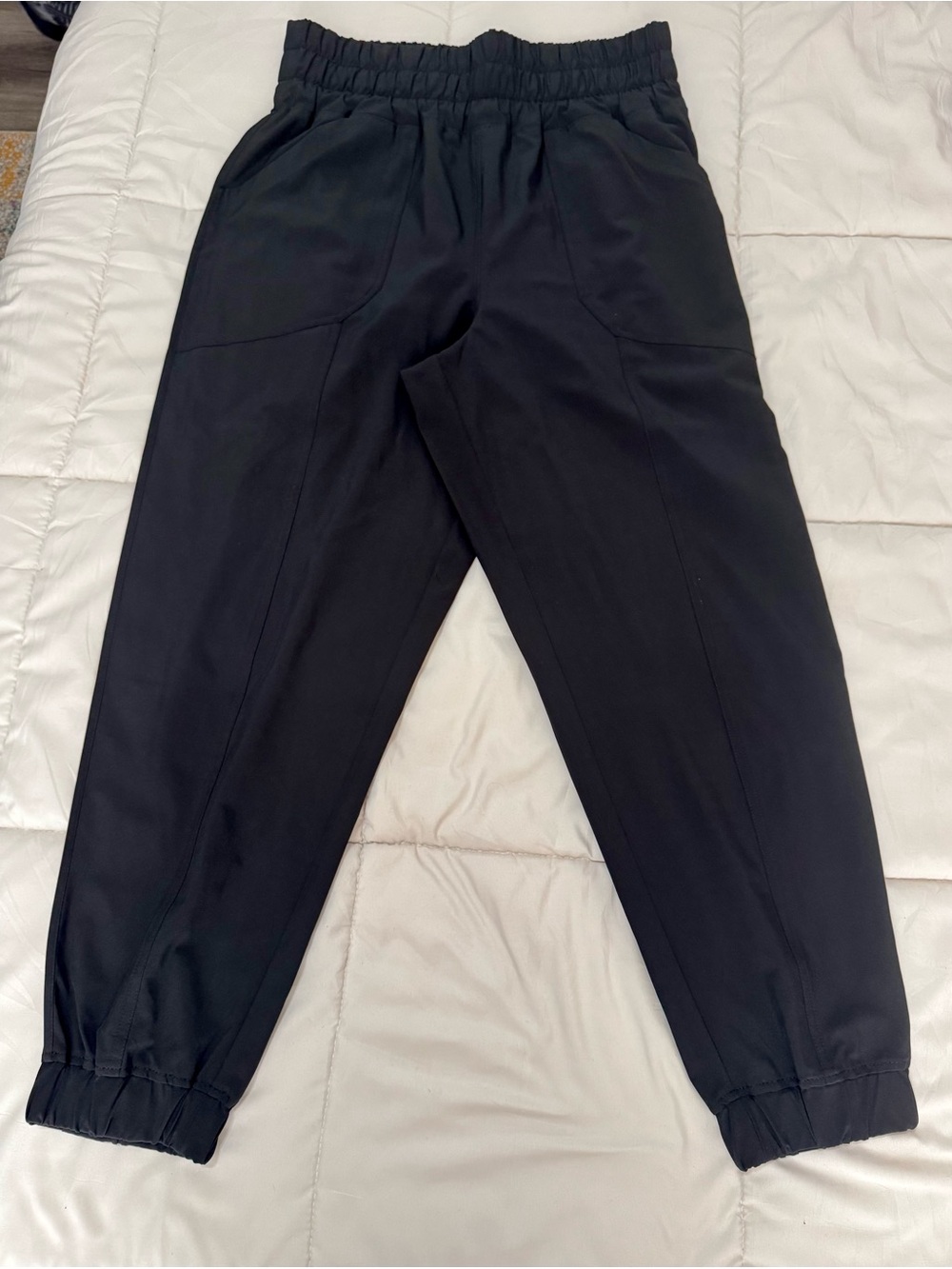 Vanilla Star Black Elastic-Waist Jogger Pants with Cuffed Ankles